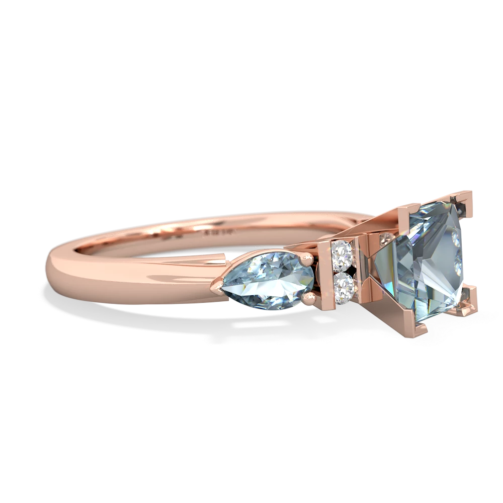 Blue Topaz 6Mm Princess Eternal Embrace Engagement 14K Rose Gold ring C2002