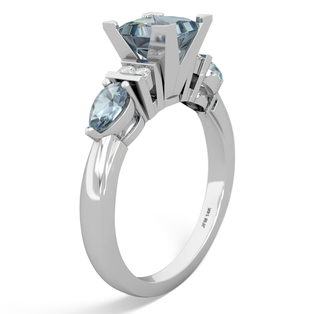 Lab Sapphire 6Mm Princess Eternal Embrace Engagement 14K White Gold ring C2002