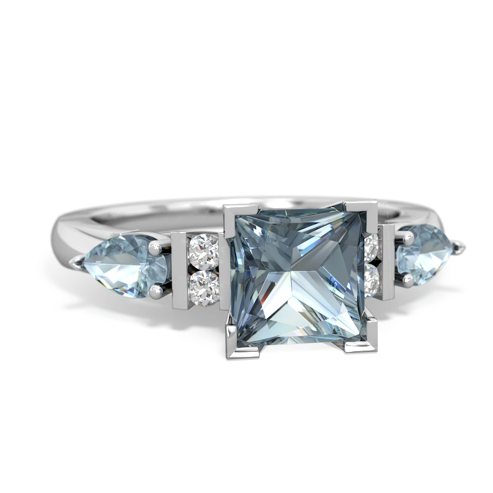 London Topaz 6Mm Princess Eternal Embrace Engagement 14K White Gold ring C2002