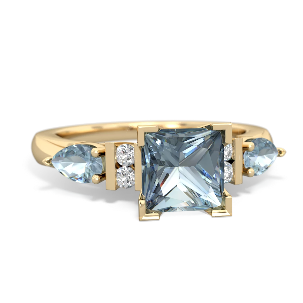 Citrine 6Mm Princess Eternal Embrace Engagement 14K Yellow Gold ring C2002