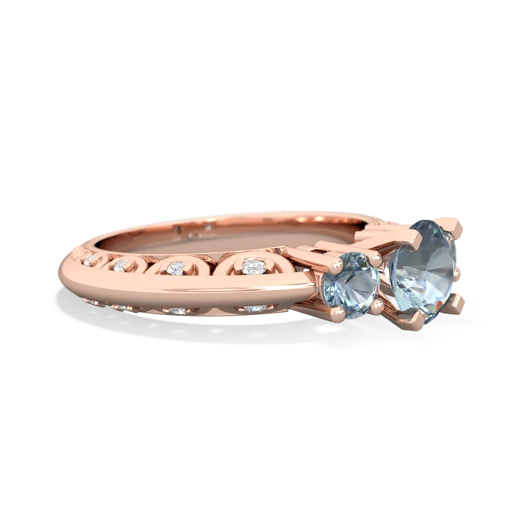 Aquamarine Art Deco Eternal Embrace Engagement 14K Rose Gold ring C2003