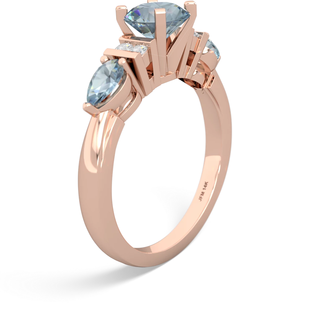 Blue Topaz 6Mm Round Eternal Embrace Engagement 14K Rose Gold ring R2005