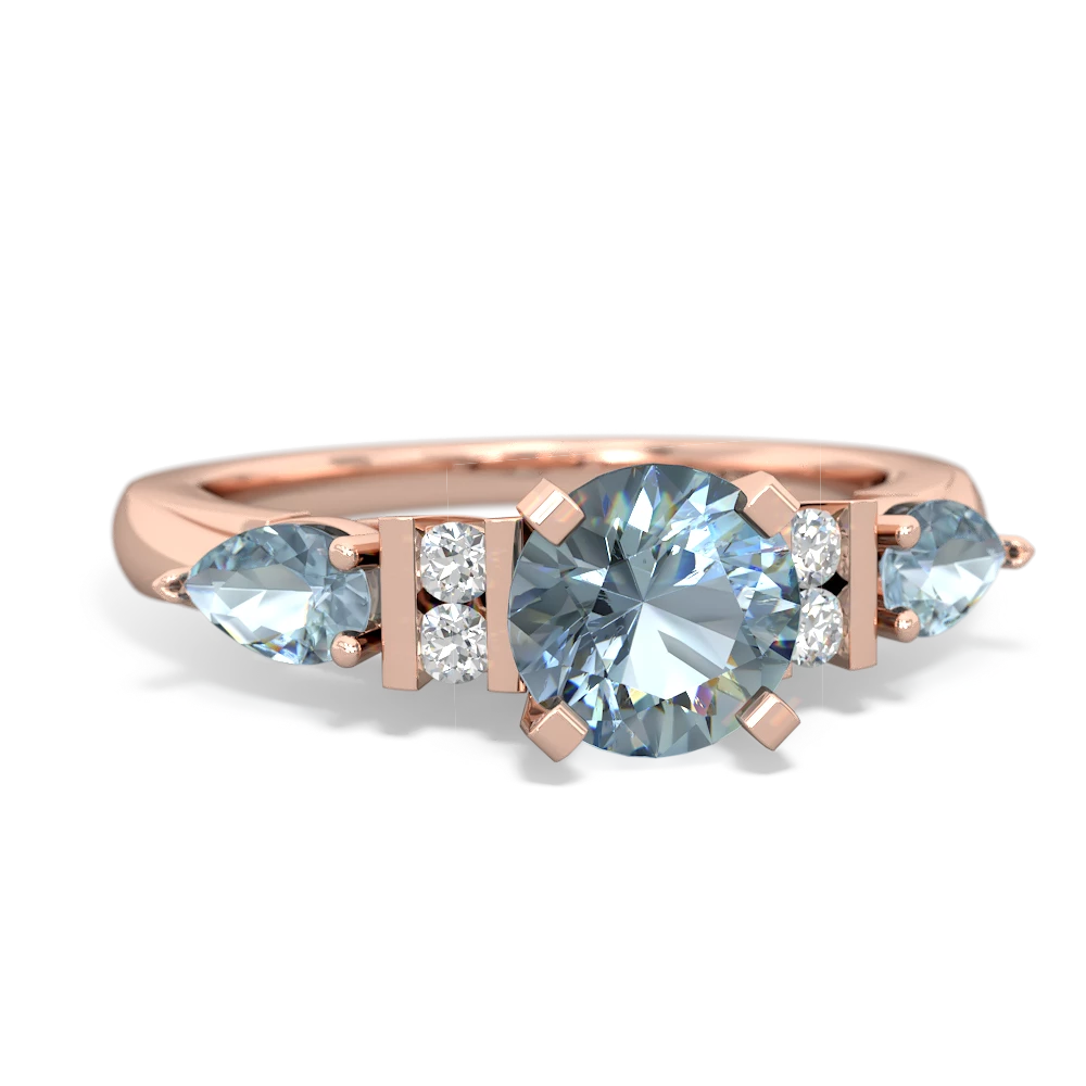 Turquoise 6Mm Round Eternal Embrace Engagement 14K Rose Gold ring R2005