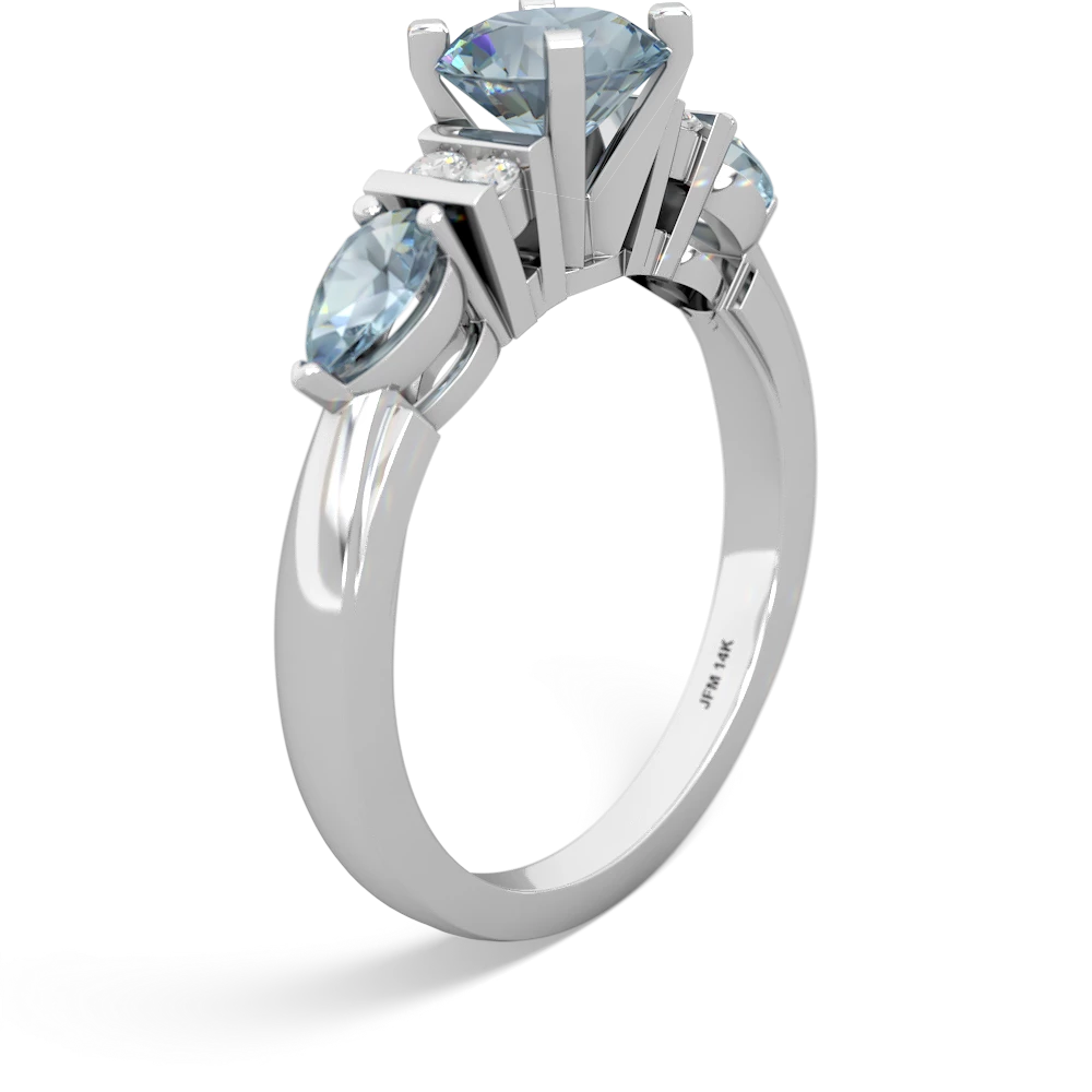 Aquamarine 6Mm Round Eternal Embrace Engagement 14K White Gold ring R2005