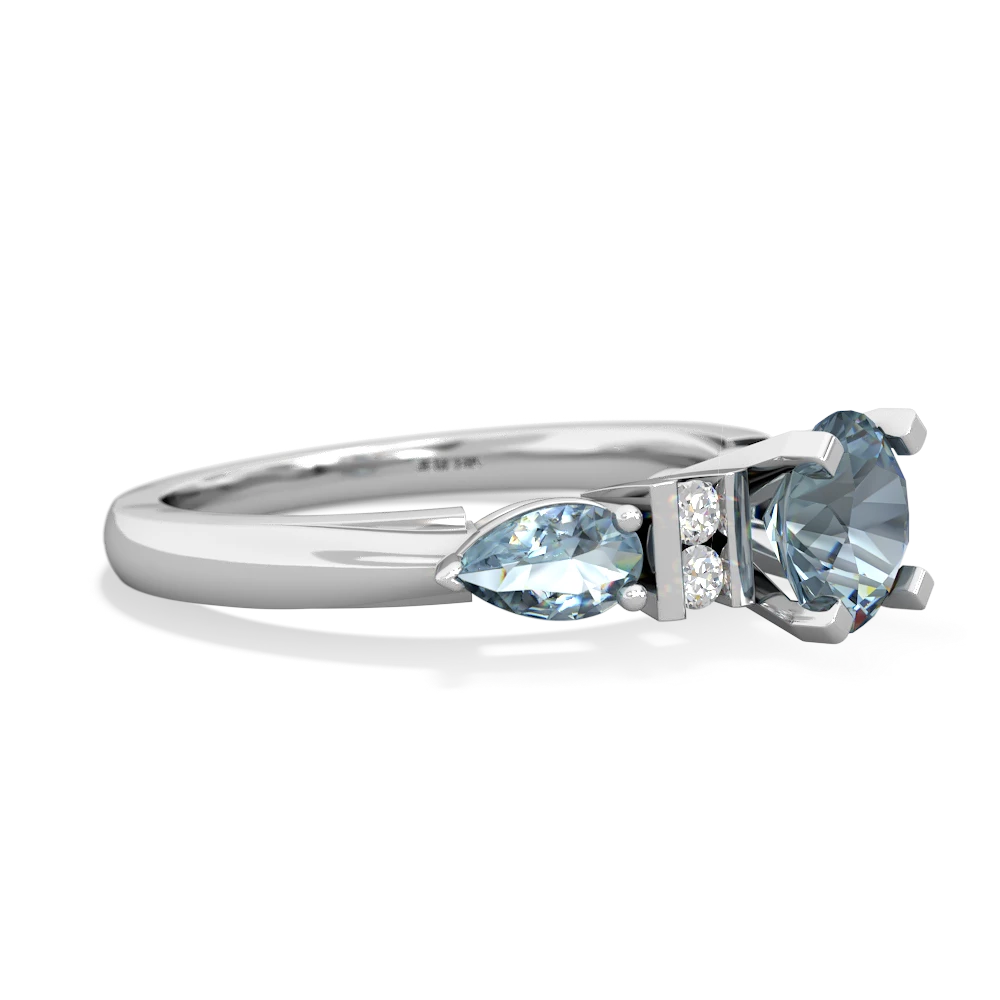 London Topaz 6Mm Round Eternal Embrace Engagement 14K White Gold ring R2005