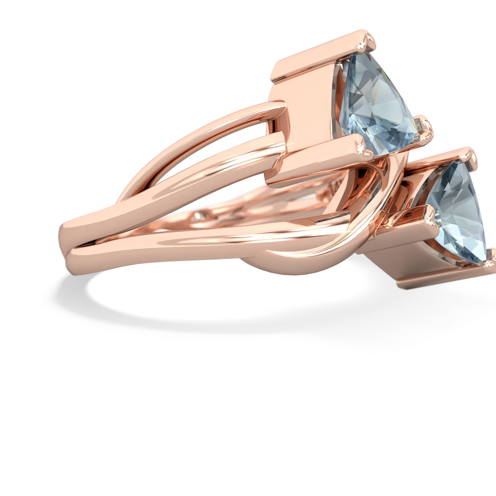 Aquamarine Split Band Swirl 14K Rose Gold ring R2341