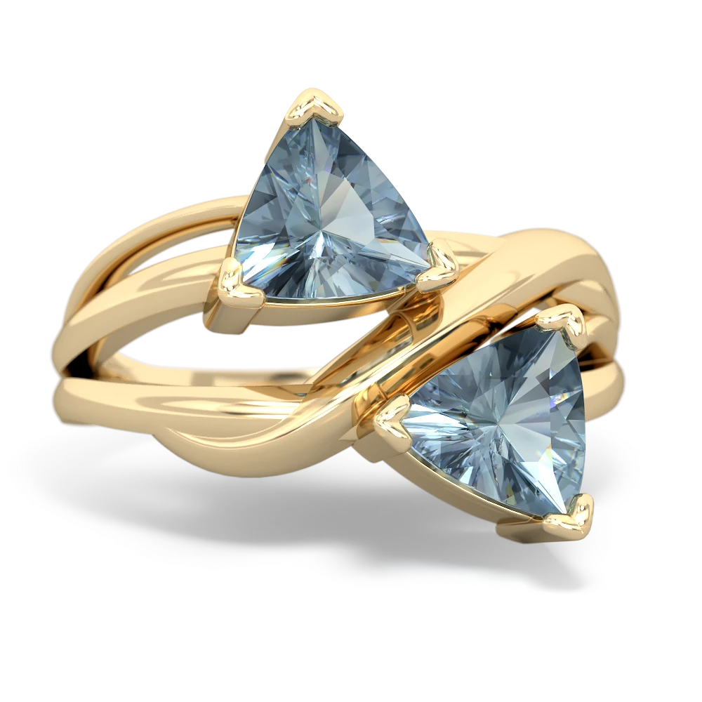 Aquamarine Split Band Swirl 14K Yellow Gold ring R2341