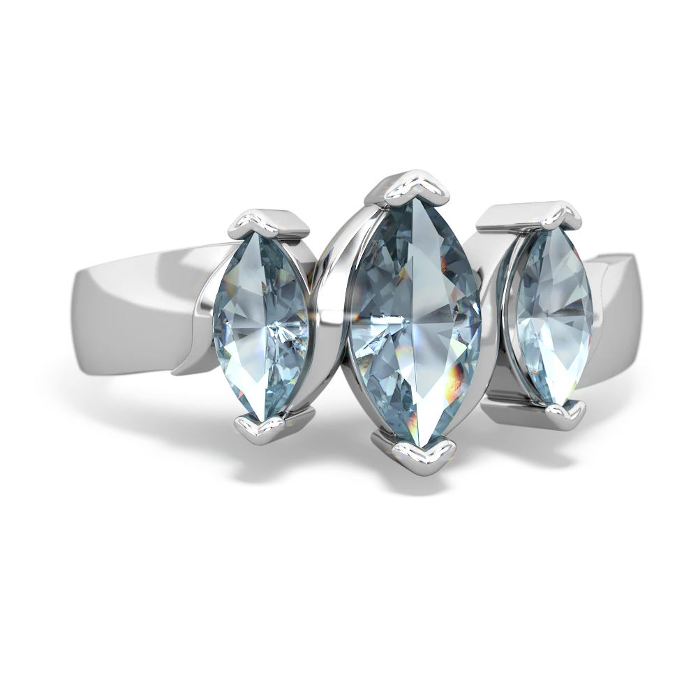 Blue Topaz Three Peeks 14K White Gold ring R2433