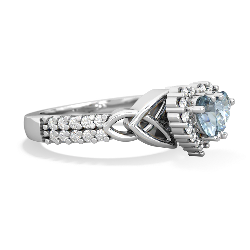 Aquamarine Celtic Knot Two Hearts As One 14K White Gold ring R2644HRT