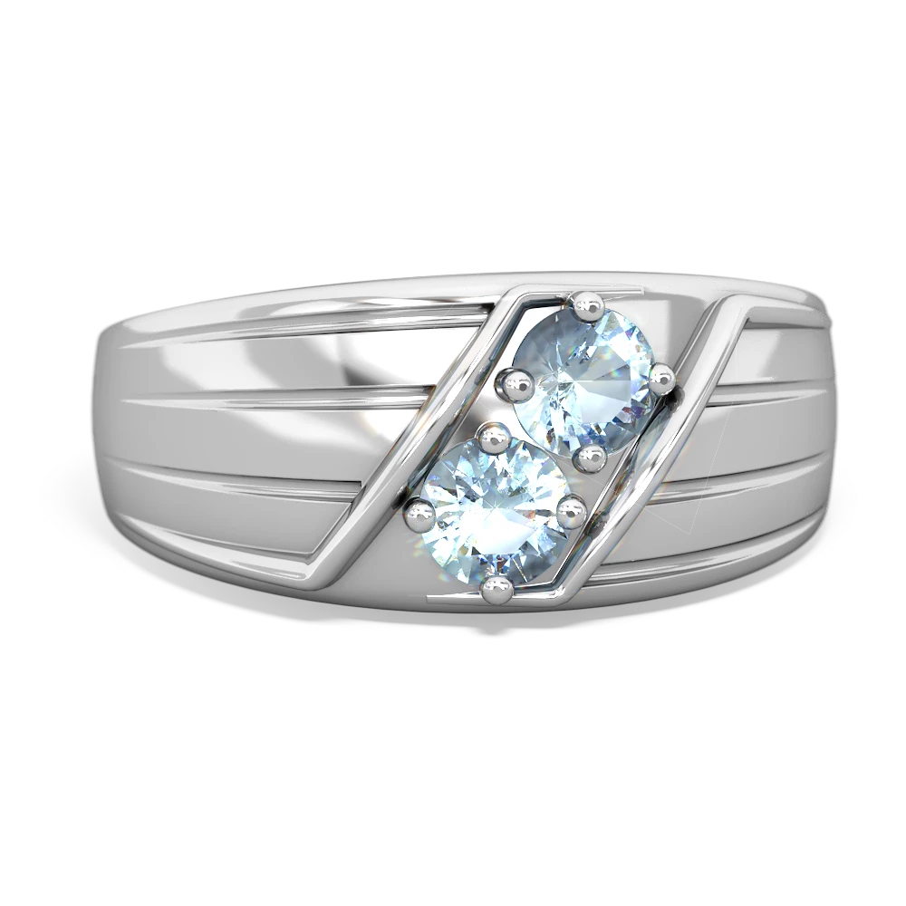 Aquamarine Men's Streamline 14K White Gold ring R0460