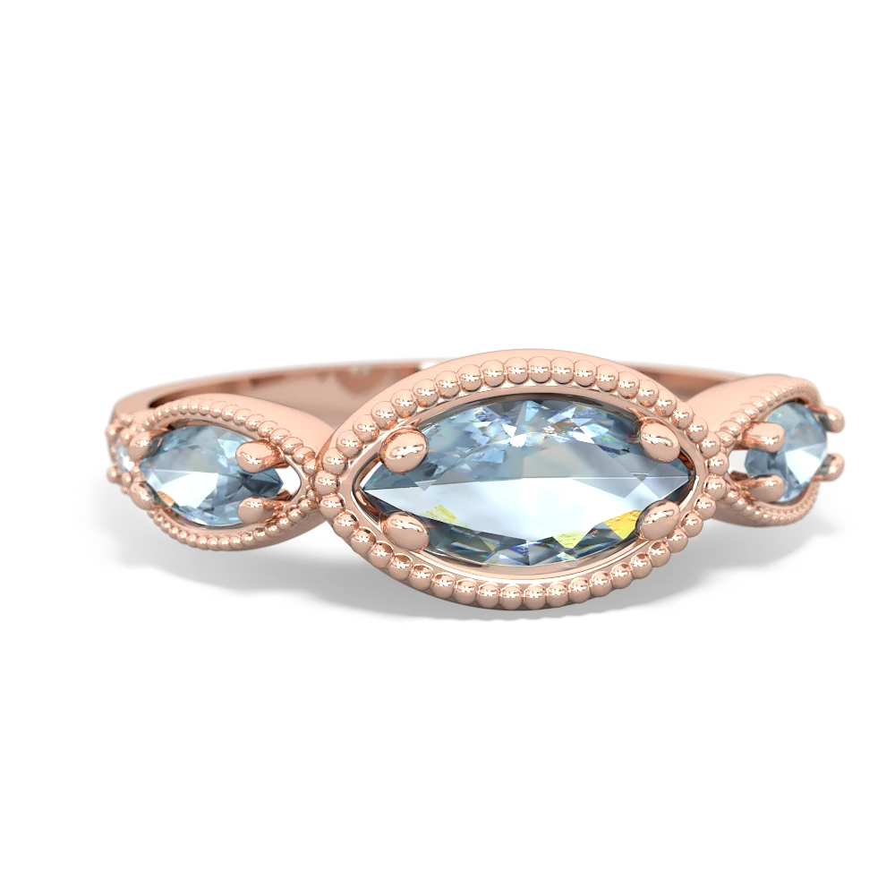 Sapphire Milgrain Marquise 14K Rose Gold ring R5700