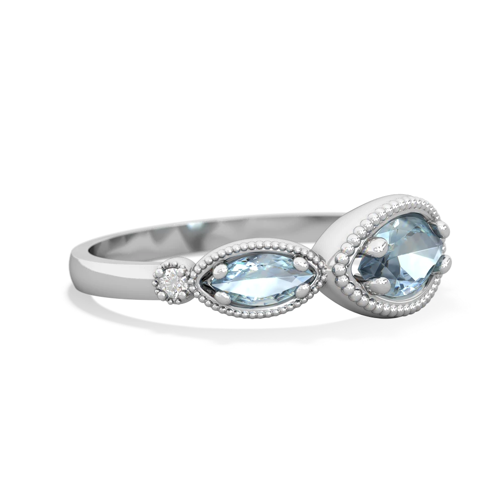 Blue Topaz Milgrain Marquise 14K White Gold ring R5700