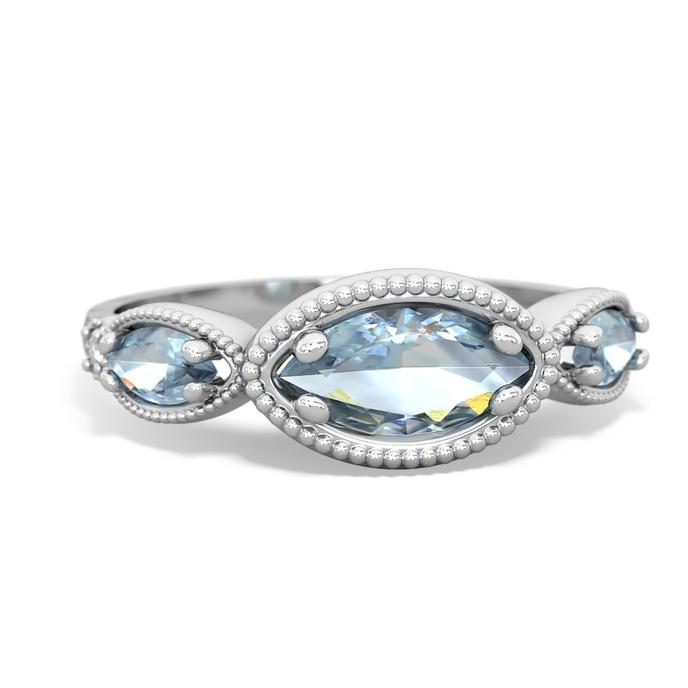 London Topaz Milgrain Marquise 14K White Gold ring R5700