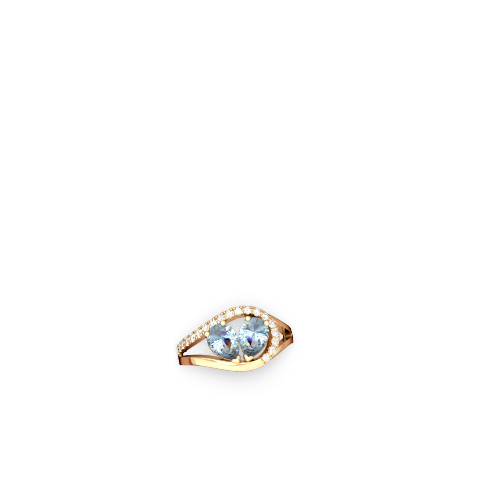 Aquamarine Nestled Heart Keepsake 14K Yellow Gold ring R5650