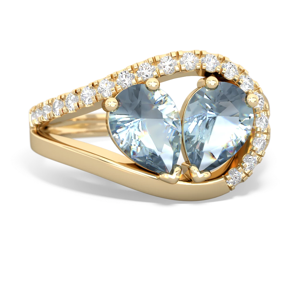 Aquamarine Nestled Heart Keepsake 14K Yellow Gold ring R5650