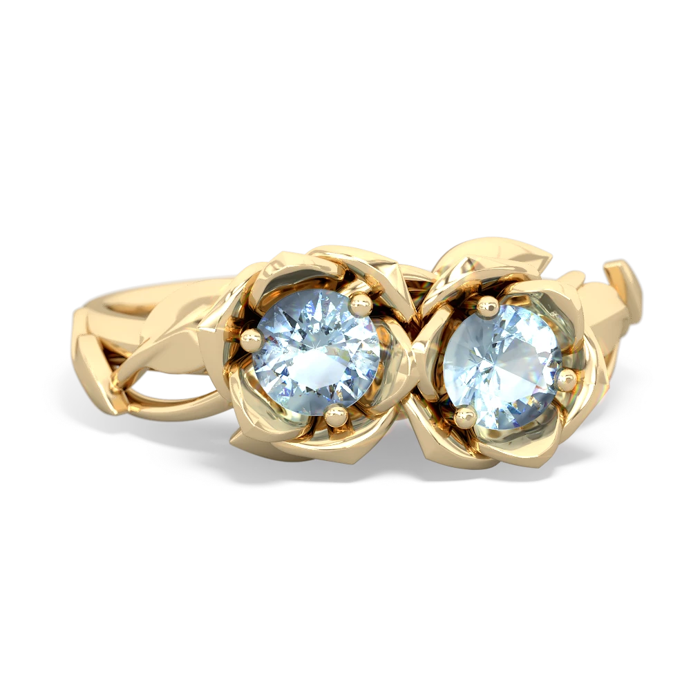 Aquamarine Rose Garden 14K Yellow Gold ring R5510