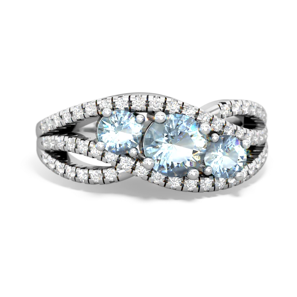 Opal Three Stone Aurora 14K White Gold ring R3080