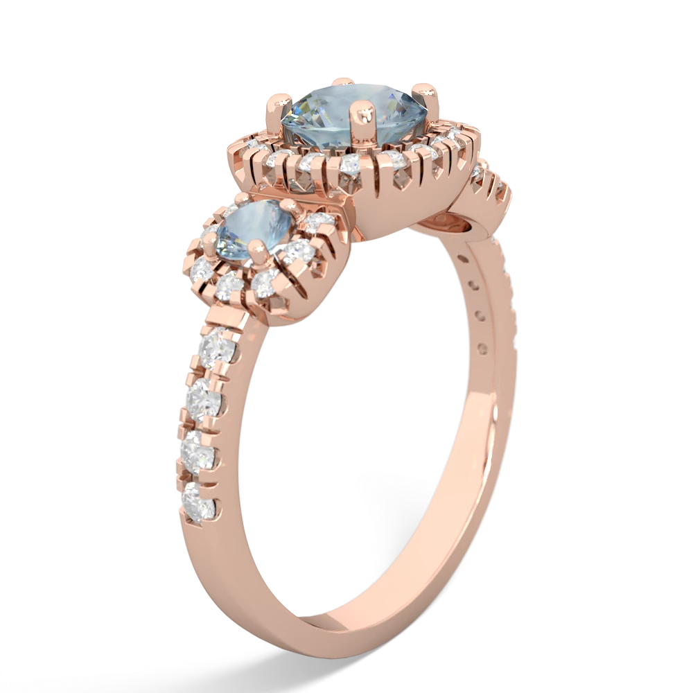 Lab Sapphire Regal Halo 14K Rose Gold ring R5350