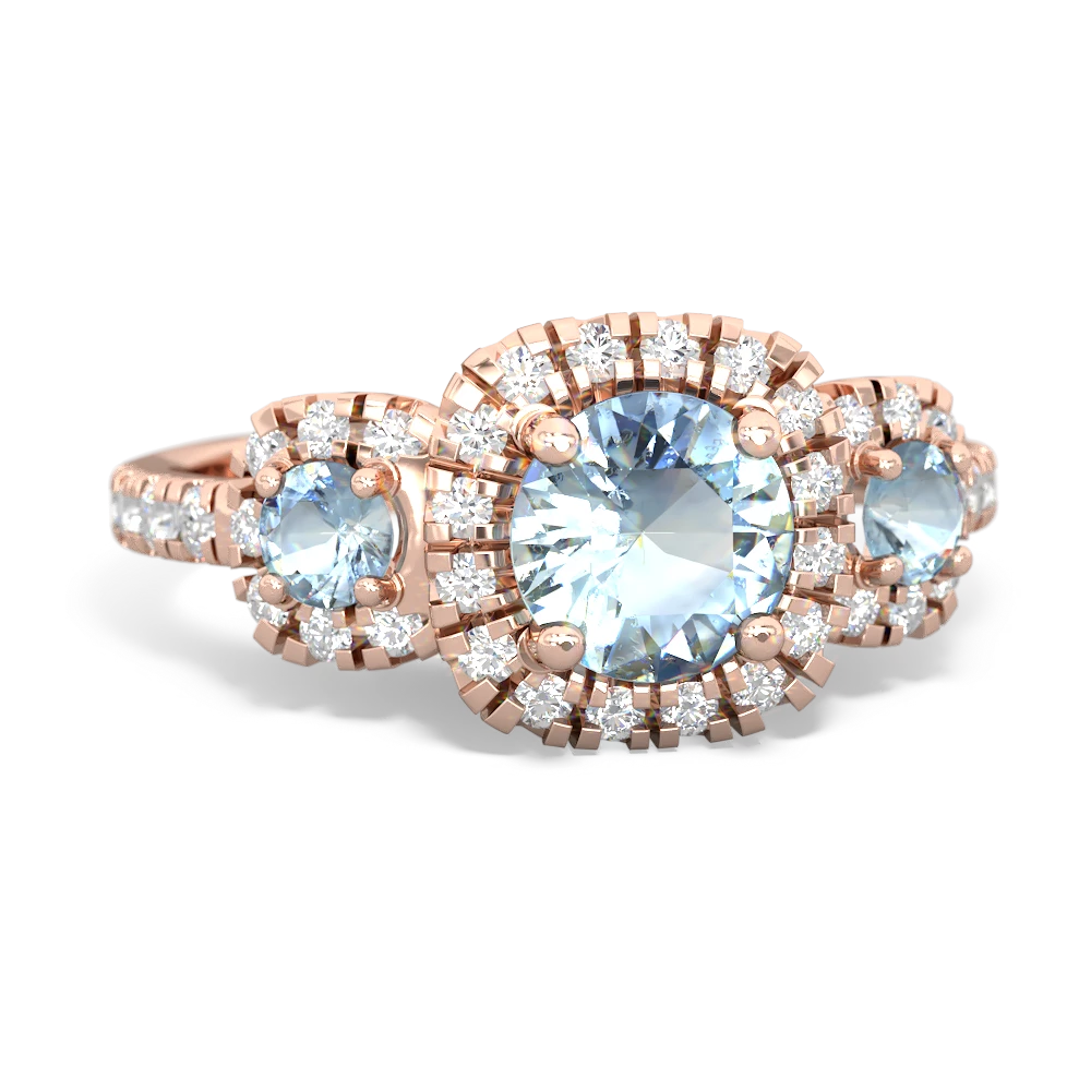 Blue Topaz Regal Halo 14K Rose Gold ring R5350