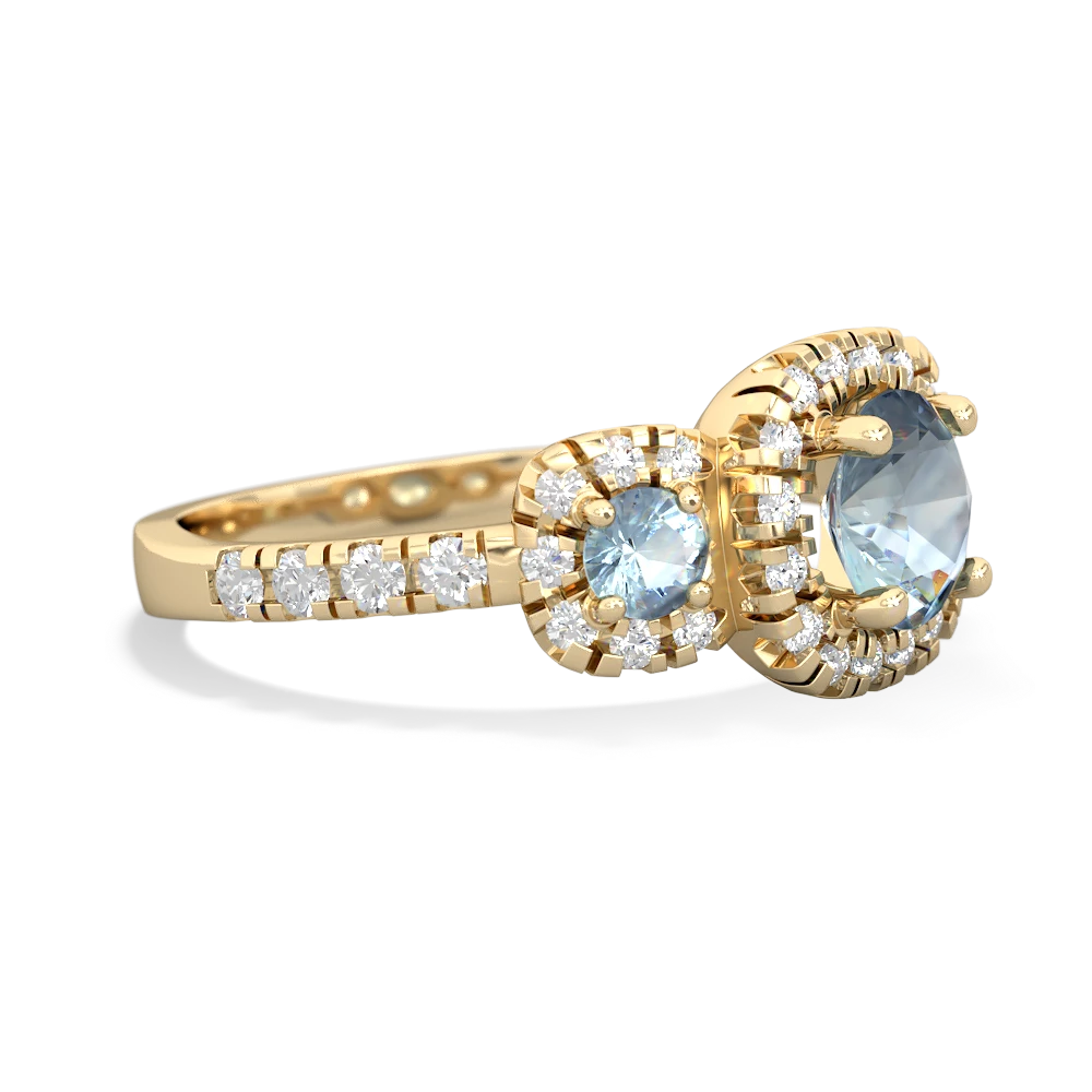 Lab Sapphire Regal Halo 14K Yellow Gold ring R5350