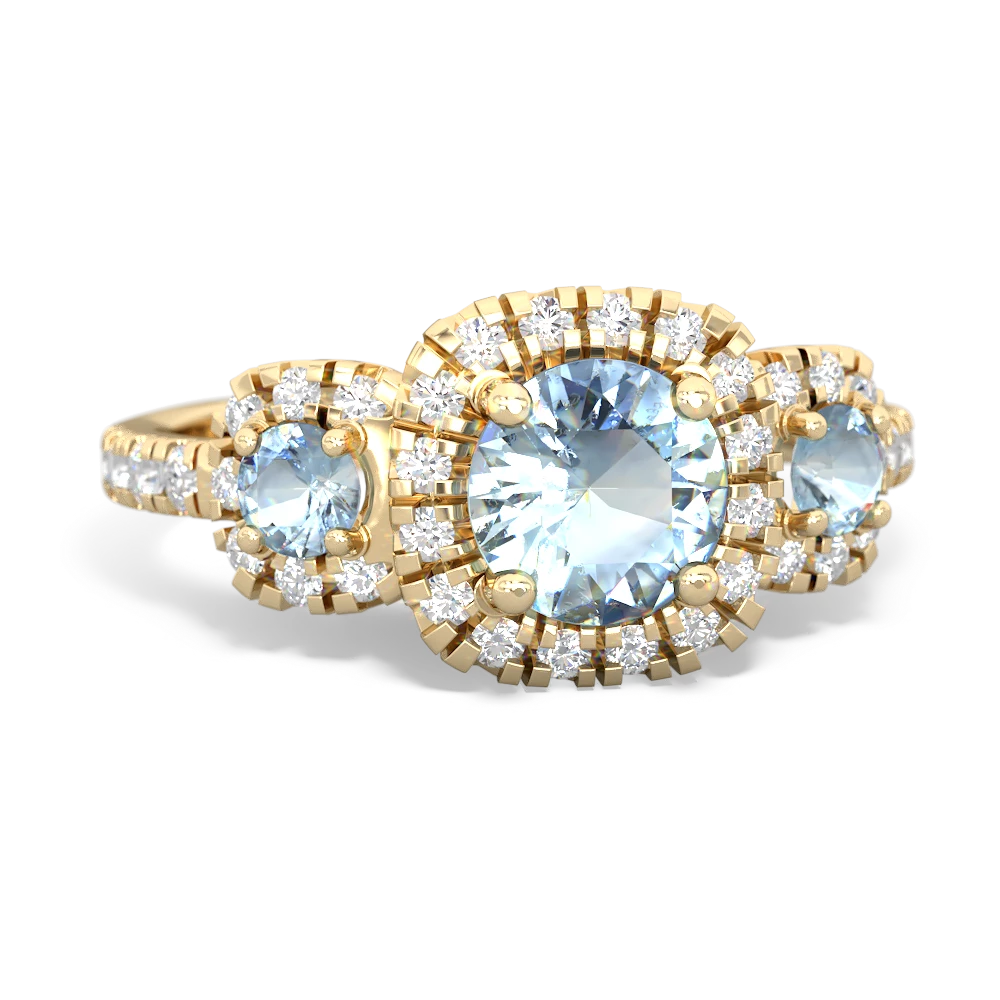 Aquamarine Regal Halo 14K Yellow Gold ring R5350