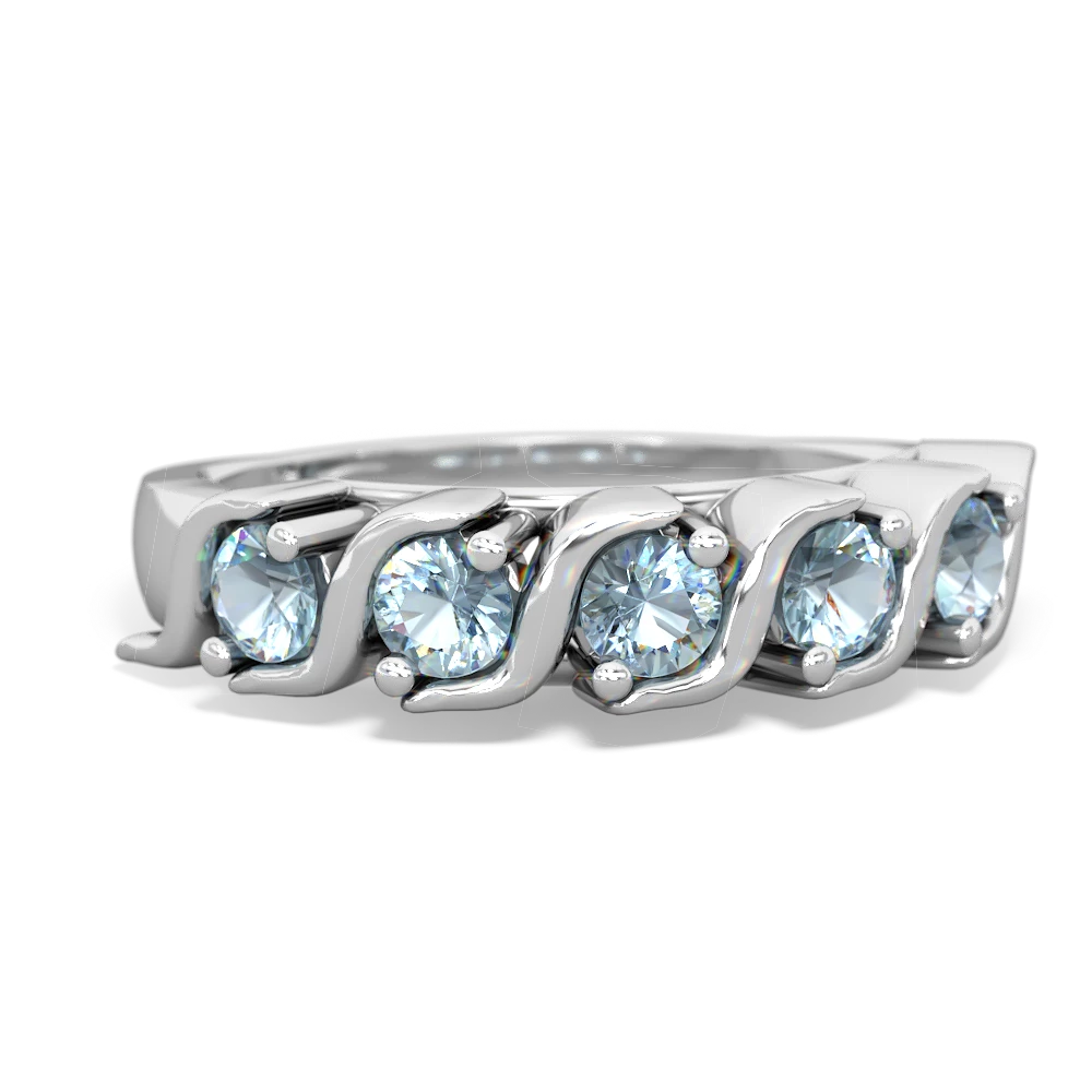 Aquamarine Anniversary Band 14K White Gold ring R2089