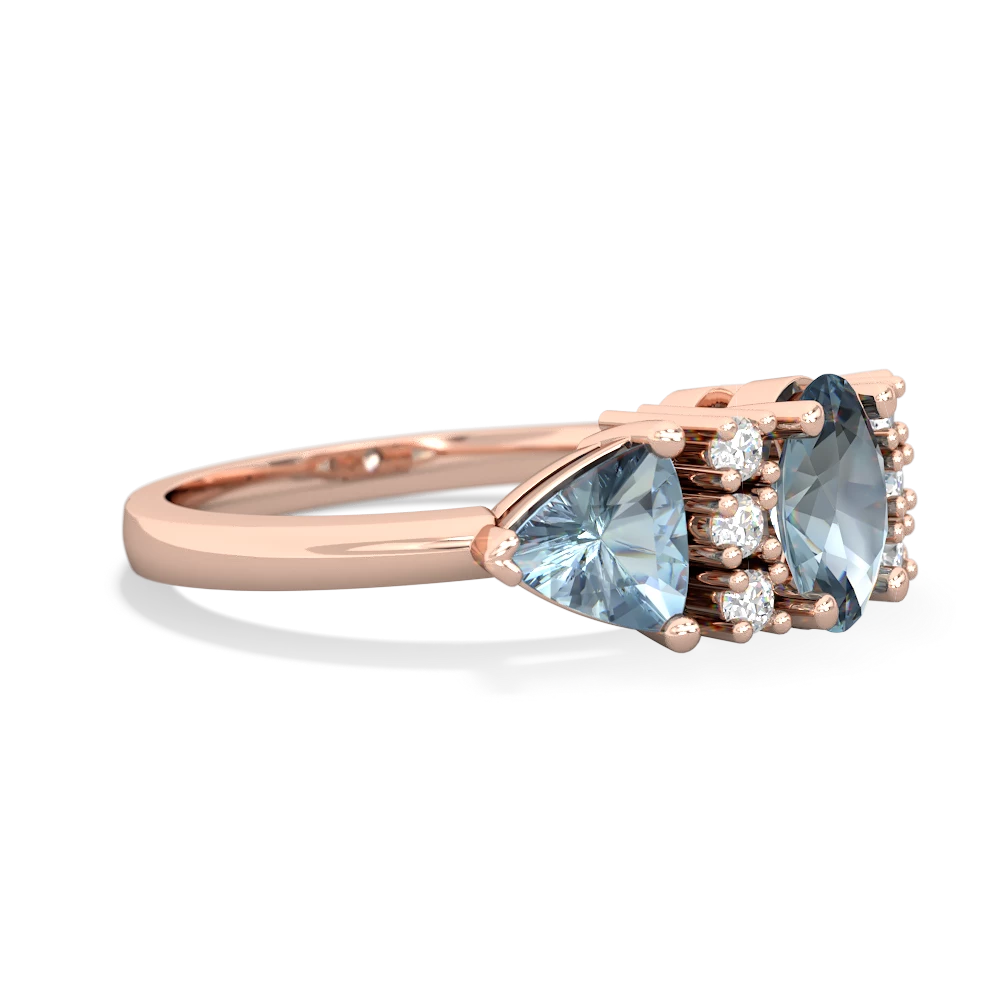 Blue Topaz Antique Style Three Stone 14K Rose Gold ring R2186