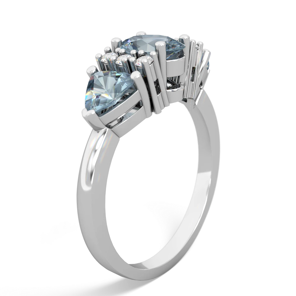 Blue Topaz Antique Style Three Stone 14K White Gold ring R2186