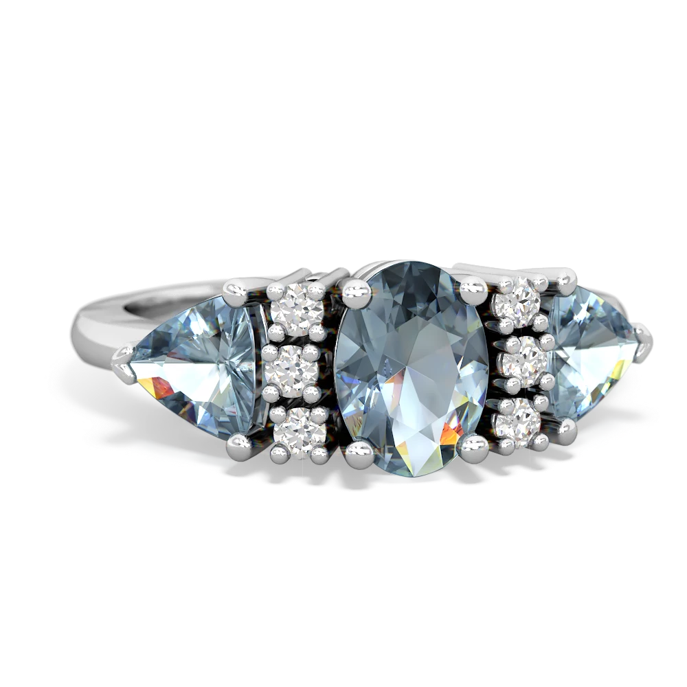 White Topaz Antique Style Three Stone 14K White Gold ring R2186