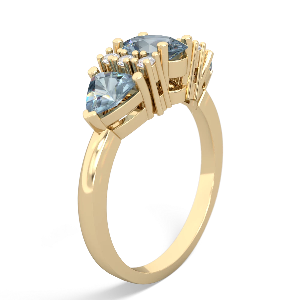 Blue Topaz Antique Style Three Stone 14K Yellow Gold ring R2186