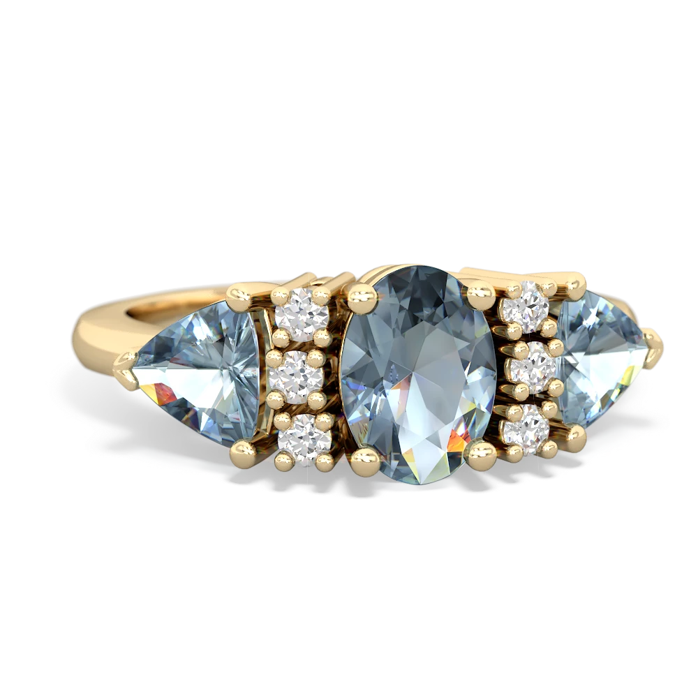 Blue Topaz Antique Style Three Stone 14K Yellow Gold ring R2186