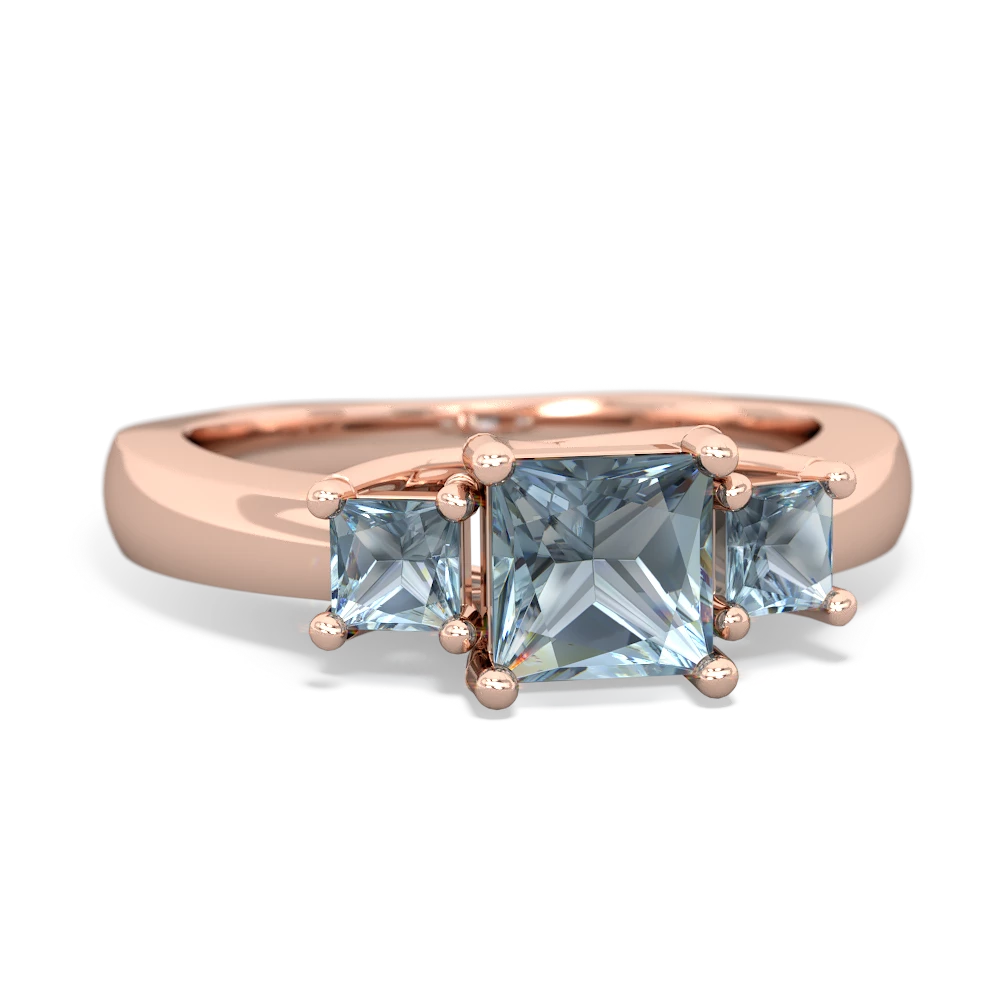 White Topaz Three Stone Trellis 14K Rose Gold ring R4015