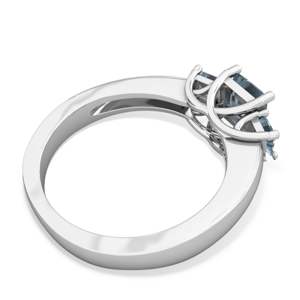 Lab Sapphire Three Stone Trellis 14K White Gold ring R4015