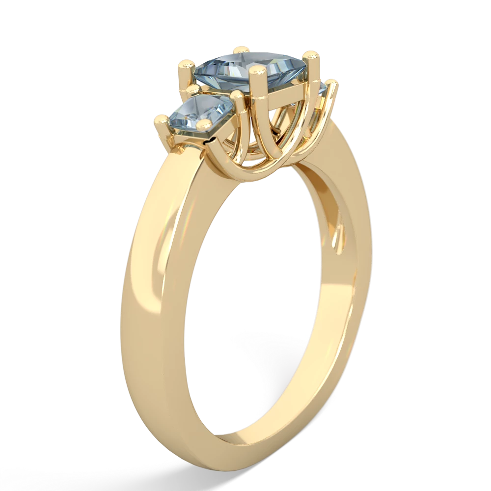 Lab Sapphire Three Stone Trellis 14K Yellow Gold ring R4015