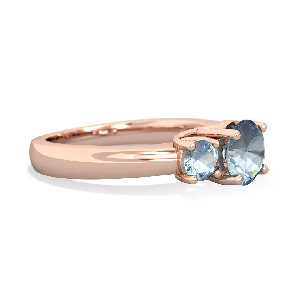 Blue Topaz Three Stone Round Trellis 14K Rose Gold ring R4018