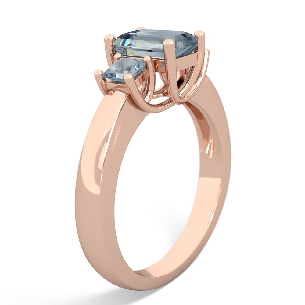 White Topaz Three Stone Emerald-Cut Trellis 14K Rose Gold ring R4021