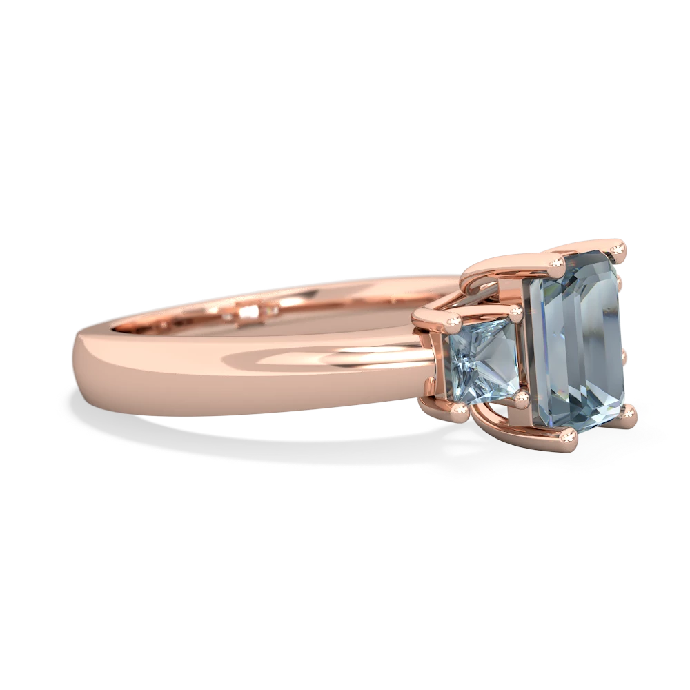 London Topaz Three Stone Emerald-Cut Trellis 14K Rose Gold ring R4021