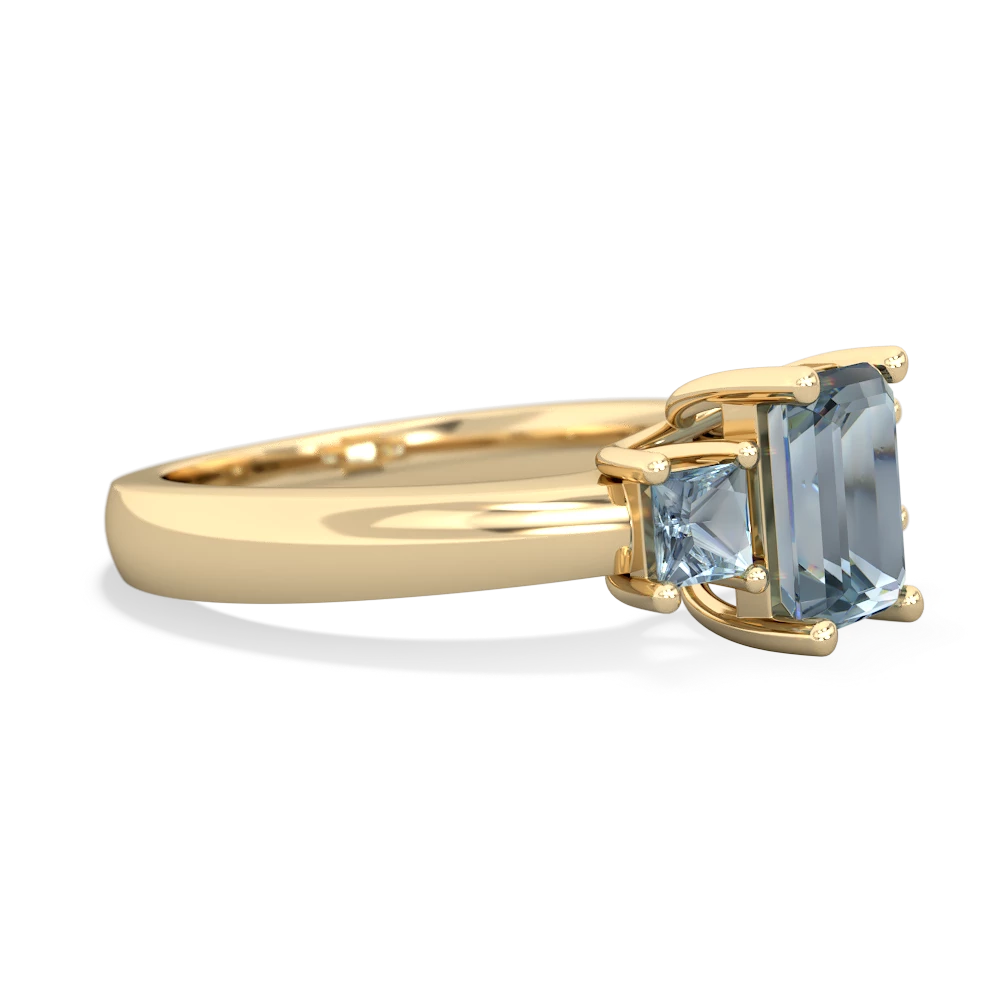 Amethyst Three Stone Emerald-Cut Trellis 14K Yellow Gold ring R4021