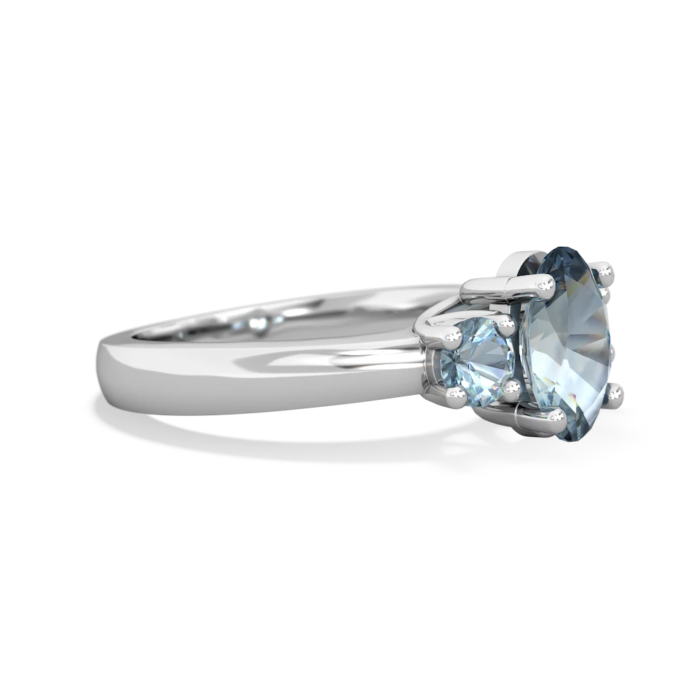 Aquamarine Three Stone Oval Trellis 14K White Gold ring R4024