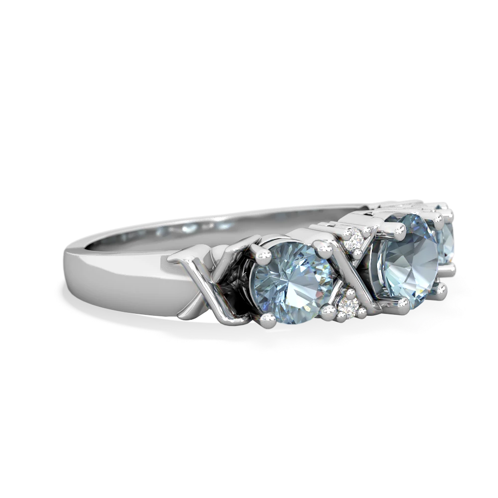 Turquoise Hugs And Kisses 14K White Gold ring R5016