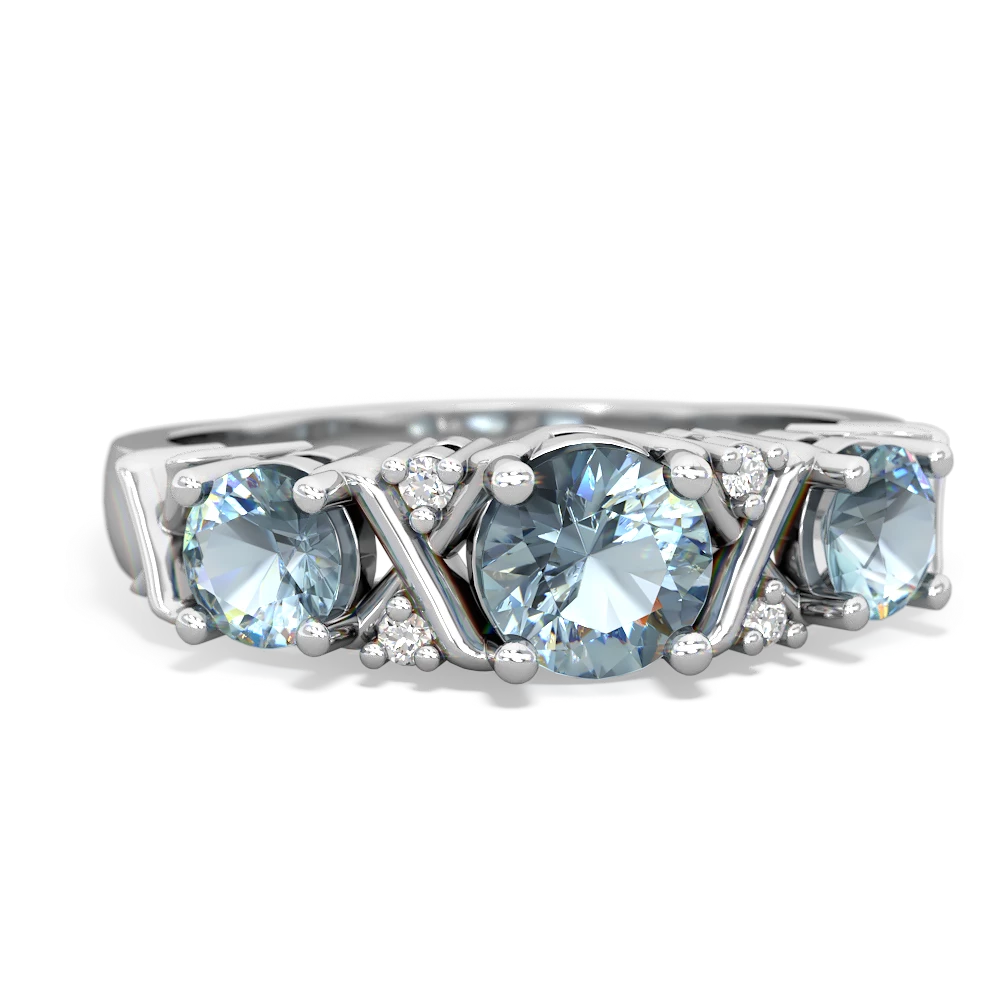 Blue Topaz Hugs And Kisses 14K White Gold ring R5016