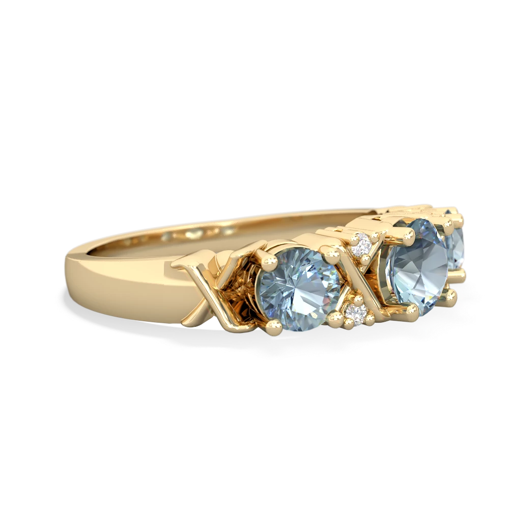 Lab Sapphire Hugs And Kisses 14K Yellow Gold ring R5016