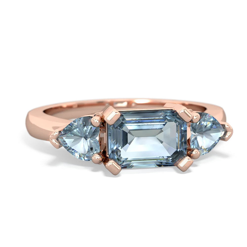 Blue Topaz Three Stone 14K Rose Gold ring R5235