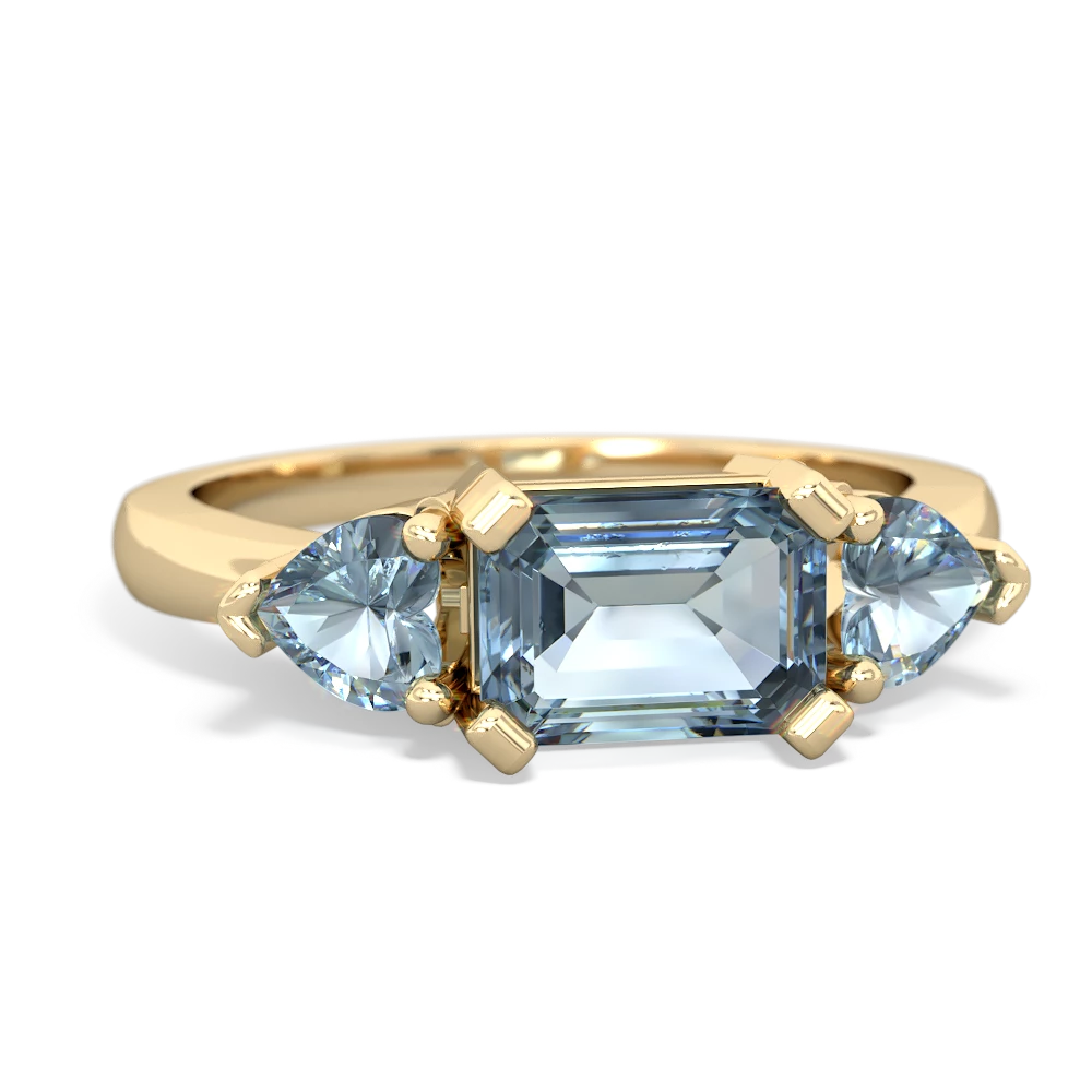 Blue Topaz Three Stone 14K Yellow Gold ring R5235