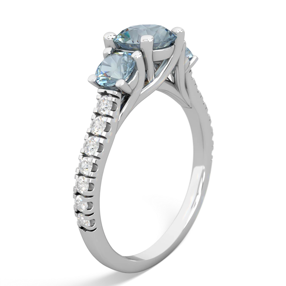 Blue Topaz Pave Trellis 14K White Gold ring R5500