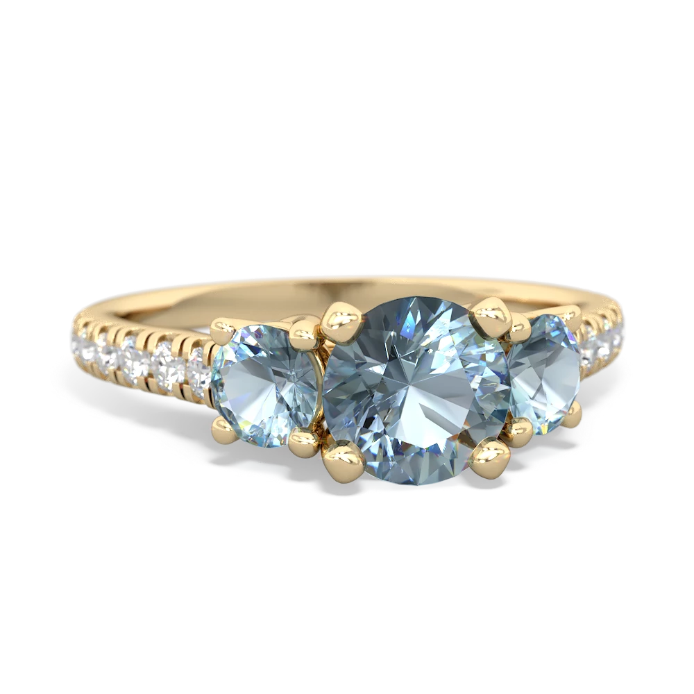 Blue Topaz Pave Trellis 14K Yellow Gold ring R5500