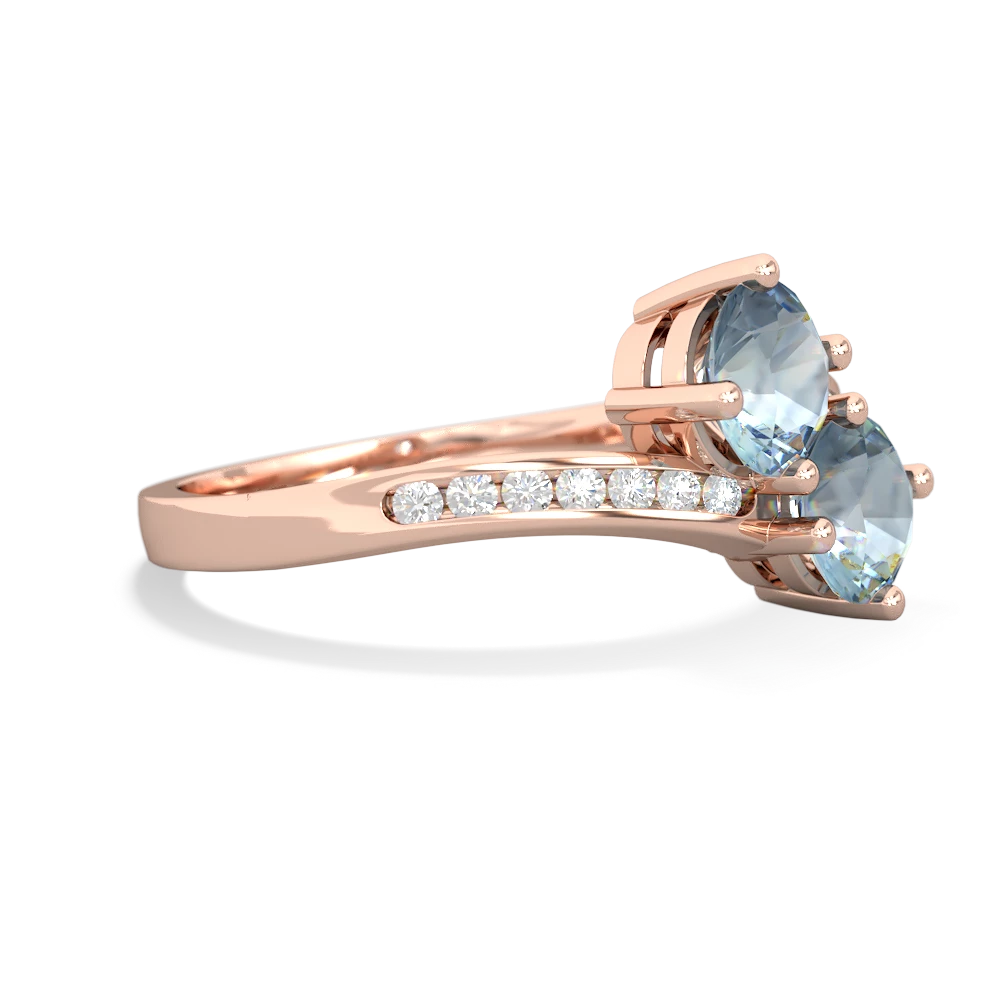 Aquamarine Channel Set Two Stone 14K Rose Gold ring R5303