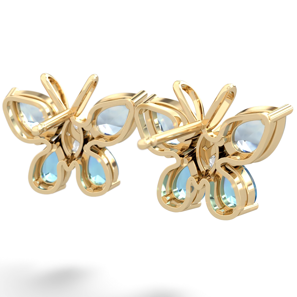 Aquamarine Butterfly 14K Yellow Gold earrings E2215