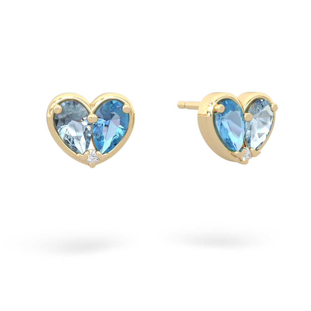 Aquamarine 'Our Heart' 14K Yellow Gold earrings E5072