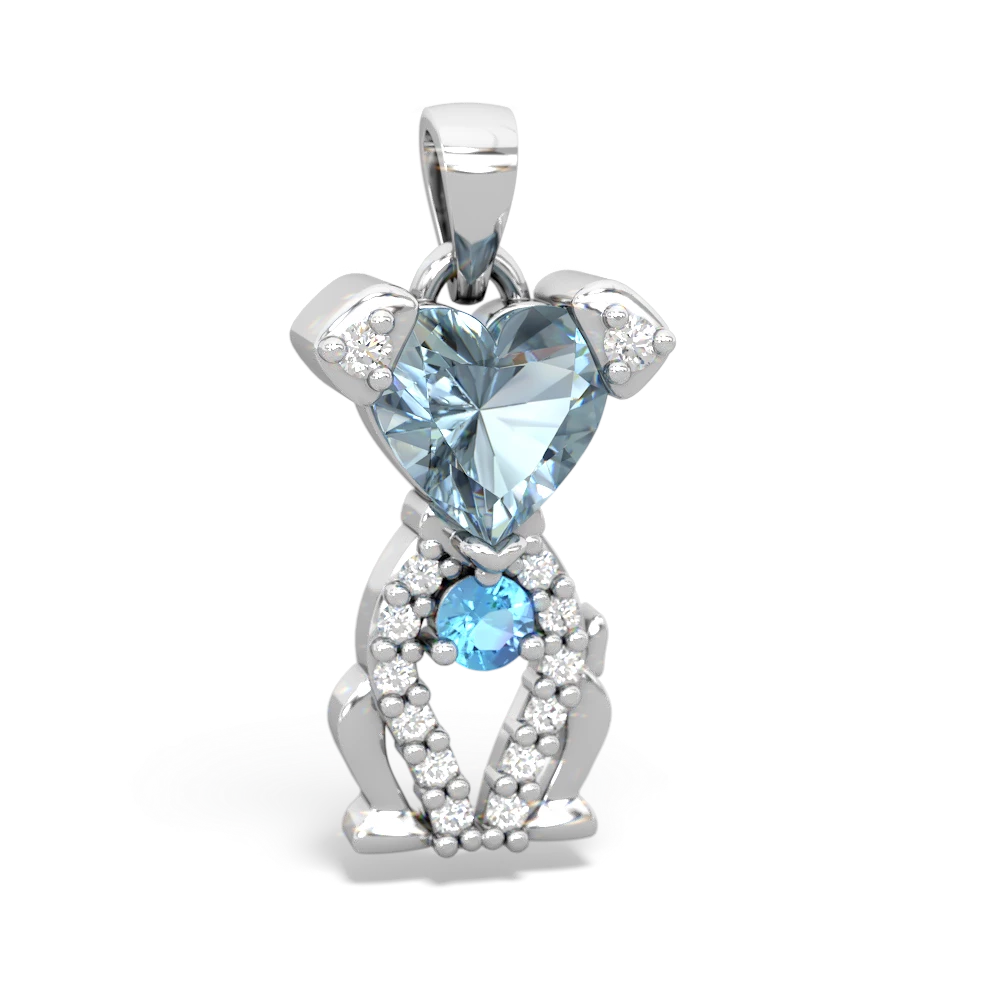 Aquamarine Puppy Love 14K White Gold pendant P5800